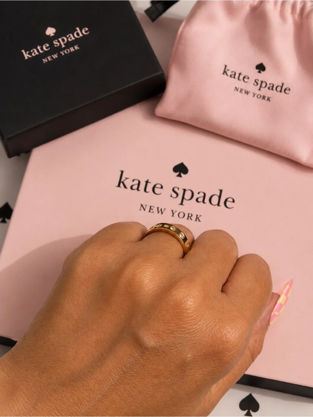 Kate Spade Gold Tone Ring with Crystal Accents